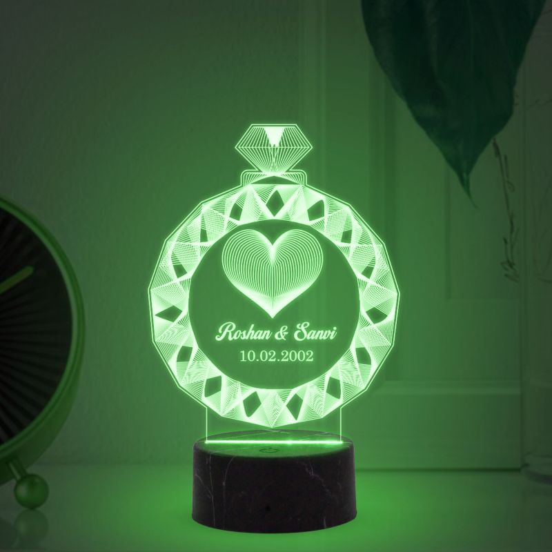 Personalized LED Table Lamp for Couples| Gift For Engagement Multicolored